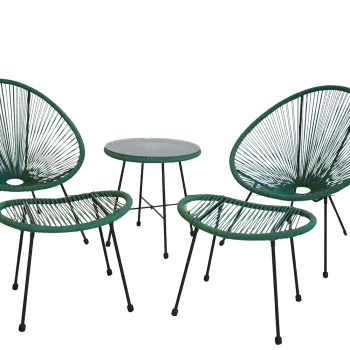 Set mobilier terasa/gradina KLUGMEISTER KLFC042, doua scaune + masa + doua suporturi picioare, verde imagine