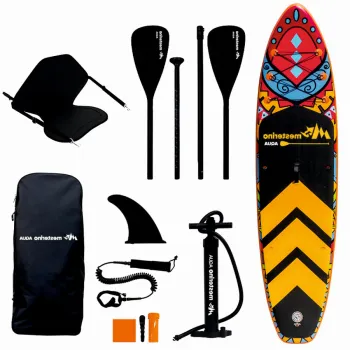 Set placa gonflabila Stand Up Paddle Mesterino Aqua SUP083, 320x81x15cm, geanta de transport, vasla, pompa, scaun, lesa, kit de reparatii, design Tribal imagine