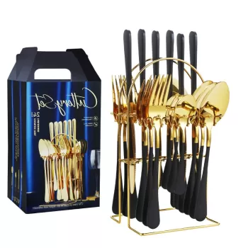 Set tacamuri 24 piese cu suport, otel inoxidabil imagine