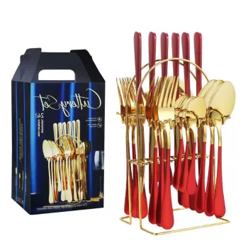 Set tacamuri 24 piese cu suport, otel inoxidabil imagine