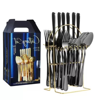 Set tacamuri 24 piese cu suport, otel inoxidabil imagine