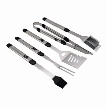 Set ustensile pentru gratar 5 piese KLUGMEISTER KY008, geanta inclusa, furculita + spatula + cleste + doua perii imagine