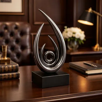 Statueta decorativa abstracta, design modern spiral, finisaj auriu sau negru lucios, 25 x12cm imagine