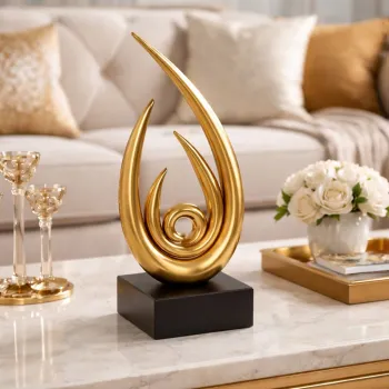 Statueta decorativa abstracta, design modern spiral, finisaj auriu sau negru lucios, 25 x12cm imagine