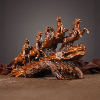 Statueta decorativa cai in alergare - rasina - design artistic premium 11 x 36 x 21 cm imagine