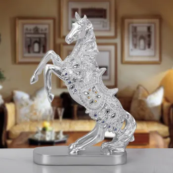 Statueta decorativa Cal cabrat - finisaj auriu / argintiu premium, 27 x 12 x 38.5 cm imagine