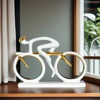 Statueta decorativa Ciclist modern din rasina 20 x 5.5 x 15 cm design premium minimalist imagine