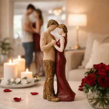 Statueta decorativa, cuplu romantic, rasina finisata, 28 cm imagine