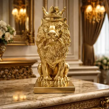 Statueta decorativa Leu Regal din rasina 14x22.5x5 cm design premium imagine