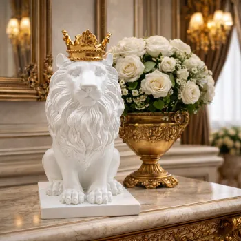 Statueta decorativa Leu Regal din rasina 14x22.5x5 cm design premium imagine