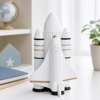 Statueta Decorativa Nava Spatiala Alb 16x8 cm Design Modern imagine