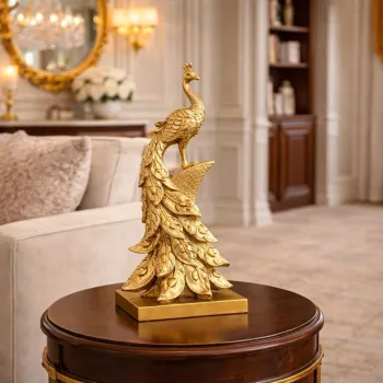 Statueta Decorativa Paun Elegant 40 cm din Rasina imagine