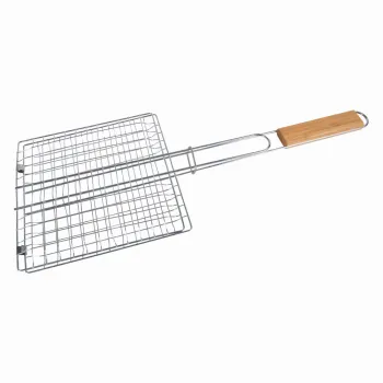 Suport carne pentru gratar KLUGMEISTER KY049, din otel, cu maner de lemn imagine