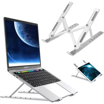Suport de birou pliabil pentru laptop, tableta sau telefon, portabil, din aluminiu imagine