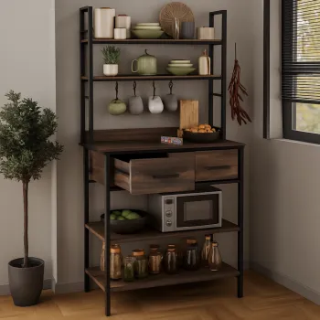 Suport de bucatarie cu 2 sertare si 5 rafturi 120x74x10 cm imagine