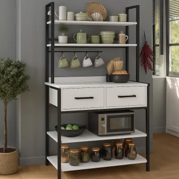 Suport de bucatarie cu 2 sertare si 5 rafturi 120x74x10 cm imagine