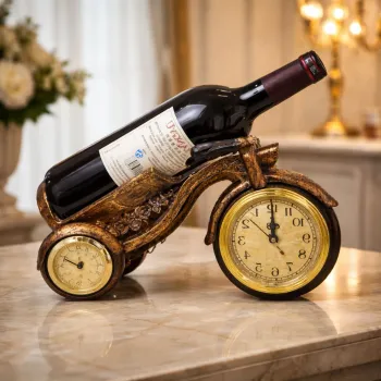 Suport Decorativ pentru Vin cu Ceas - Model Cai / Model Elefant imagine