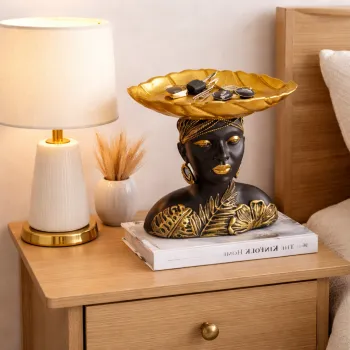 Suport decorativ tip tava cu statueta feminina - rasina - 9.5 x 12 x 25 cm imagine
