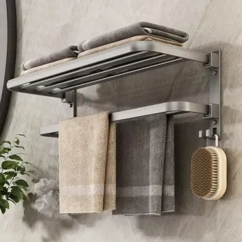 Suport dublu pentru prosoape - pliabil, cu 2 niveluri, din aluminiu si otel carbon imagine