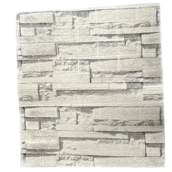 Tapet 3D caramida alb cu gri auto-adeziv pentru interior, 70 x 77 cm imagine