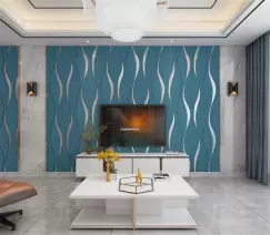 Tapet 3D caramida albastra cu gri auto-adeziv pentru interior, 70 x 77 cm imagine