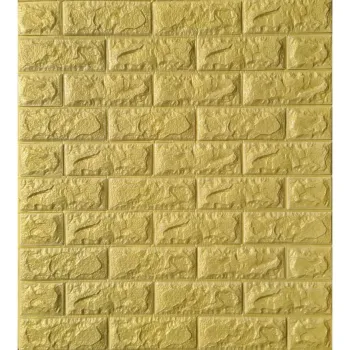 Tapet 3D caramida aurie in relief auto-adeziv pentru interior, 70 x 77 cm imagine