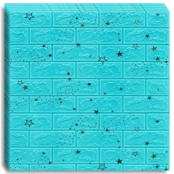 Tapet 3D caramida cu stelute auto-adeziv pentru interior, 70 x 77 cm imagine
