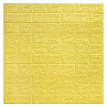 Tapet 3D caramida galbena  auto-adeziv pentru interior, 70 x 77 cm imagine