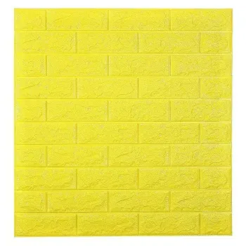 Tapet 3D caramida galbena  auto-adeziv pentru interior, 70 x 77 cm imagine