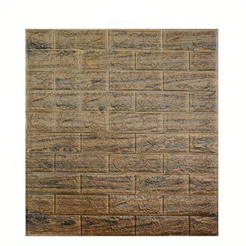 Tapet 3D caramida maro taupe cald, auto-adeziv pentru interior, 70 x 77 cm imagine