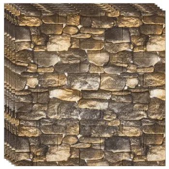 Tapet 3D caramida model piatra naturala auto-adeziv pentru interior, 70 x 77 cm imagine