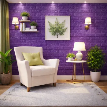 Tapet 3D caramida Mov auto-adeziv pentru interior, 70 x 77 cm imagine