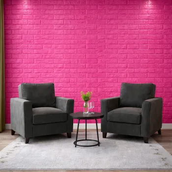 Tapet 3D caramida roz fucsia auto-adeziv pentru interior, 70 x 77 cm imagine