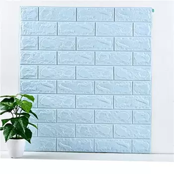 Tapet 3D caramizi bleu, auto-adeziv pentru interior, 70 x 77 cm imagine