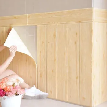 Tapet autocolant pentru perete 3D imitatie lemn, 5mm, autoadeziv, 70x77 cm imagine