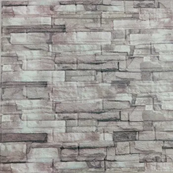 Tapet Caramida 3D Decorativa Gri cu Roz Piatra Naturala 3D Efect Zidarie imagine