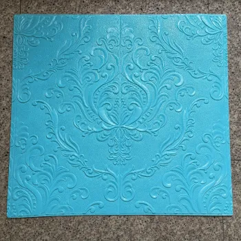 Tapet decorativ 3D turcoaz cu model floral - 70 x 70 cm imagine