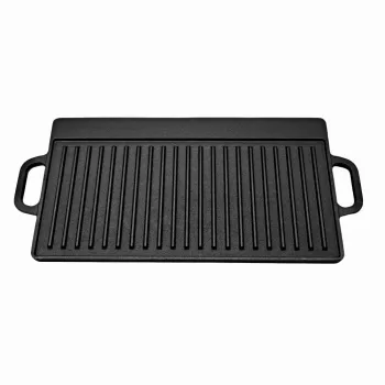 Tava dreptunghiulara din fonta pentru gratar KLUGMEISTER KY42, neagra, cu 2 fete imagine