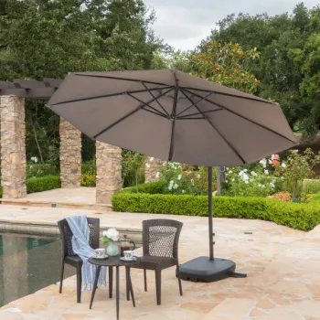 Umbrela de soare suspendata pentru gradina sau terasa, rotunda 3m X 2.5m X 2.3m, suport inclus imagine