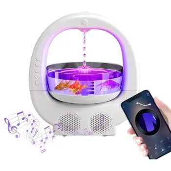 Umidificator cu Bol Decorativ, Boxa Bluetooth si Iluminare RGB, 700 ml, dimensiuni 23 x 25.6 x 16.2 cm, din ABS, alb imagine