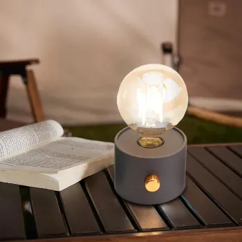 Veioza LED, lumina calda, neagra, alimentare baterii, moderna imagine