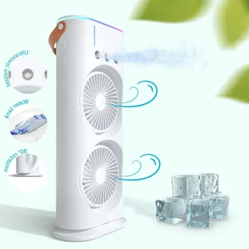 Ventilator portabil de birou cu umidificare prin pulverizare si telecomanda imagine